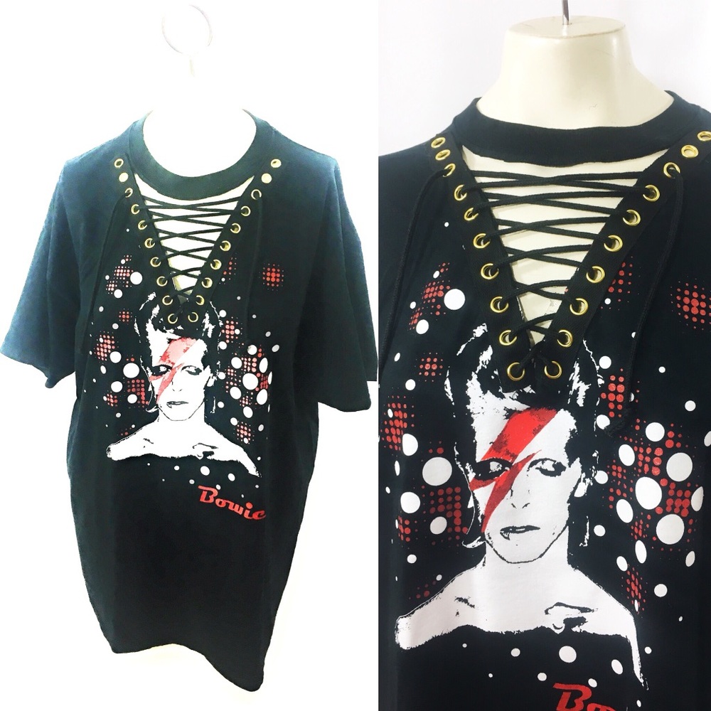 David Bowie one of a kind lace up tee size XL